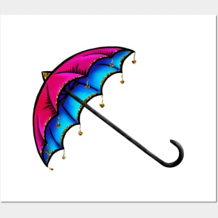 Pink & Blue Umbrella Posters and Art